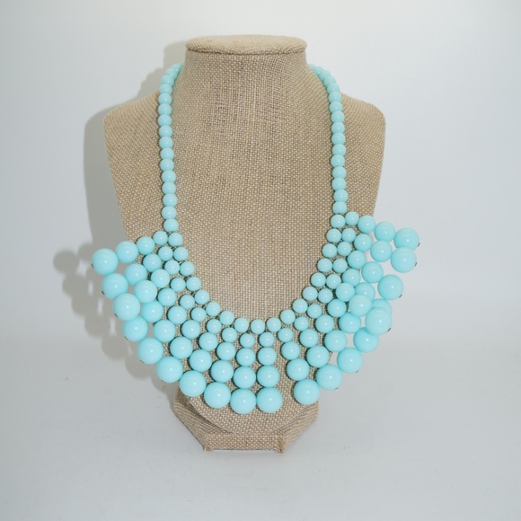 J. Crew Jewelry - J. Crew Light Blue Beaded Bib Necklace